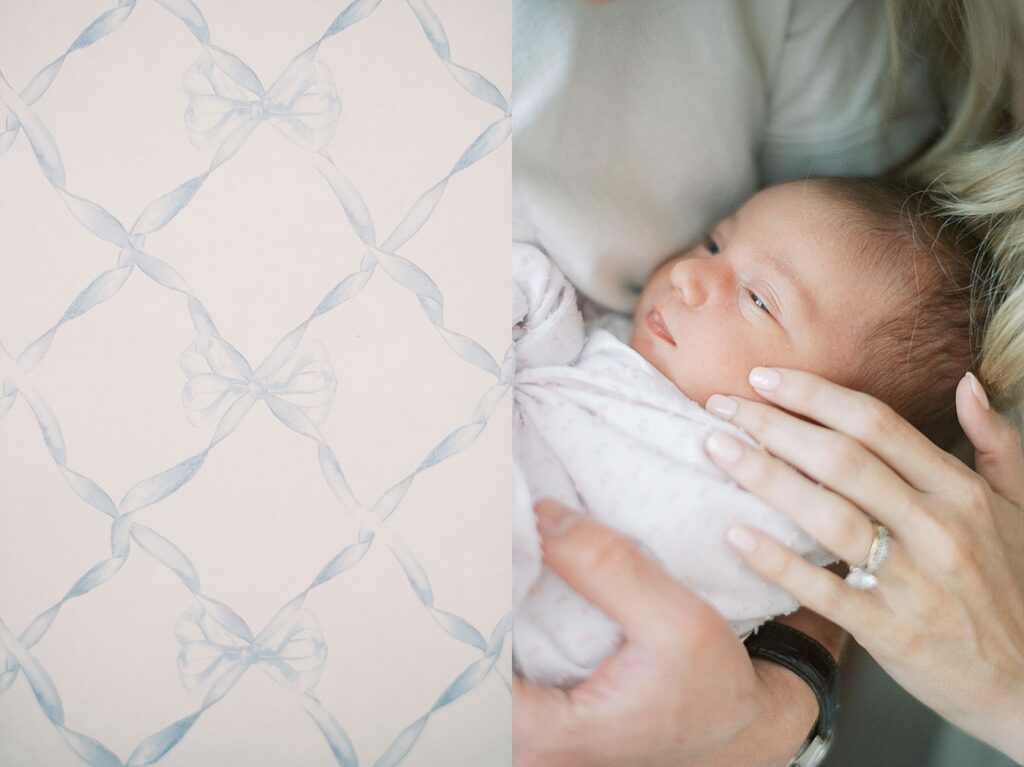Mom and daddy holding newborn baby during newborn lifestyle photography in Indianapolis