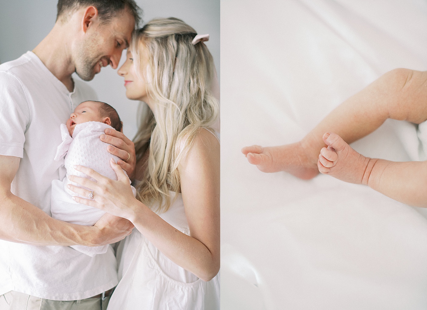 Mom and daddy holding newborn baby during newborn lifestyle photography in Indianapolis